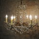 Ancient bronze and pampilles chandeliers with facets and crystal cups - old style - 6 fires
