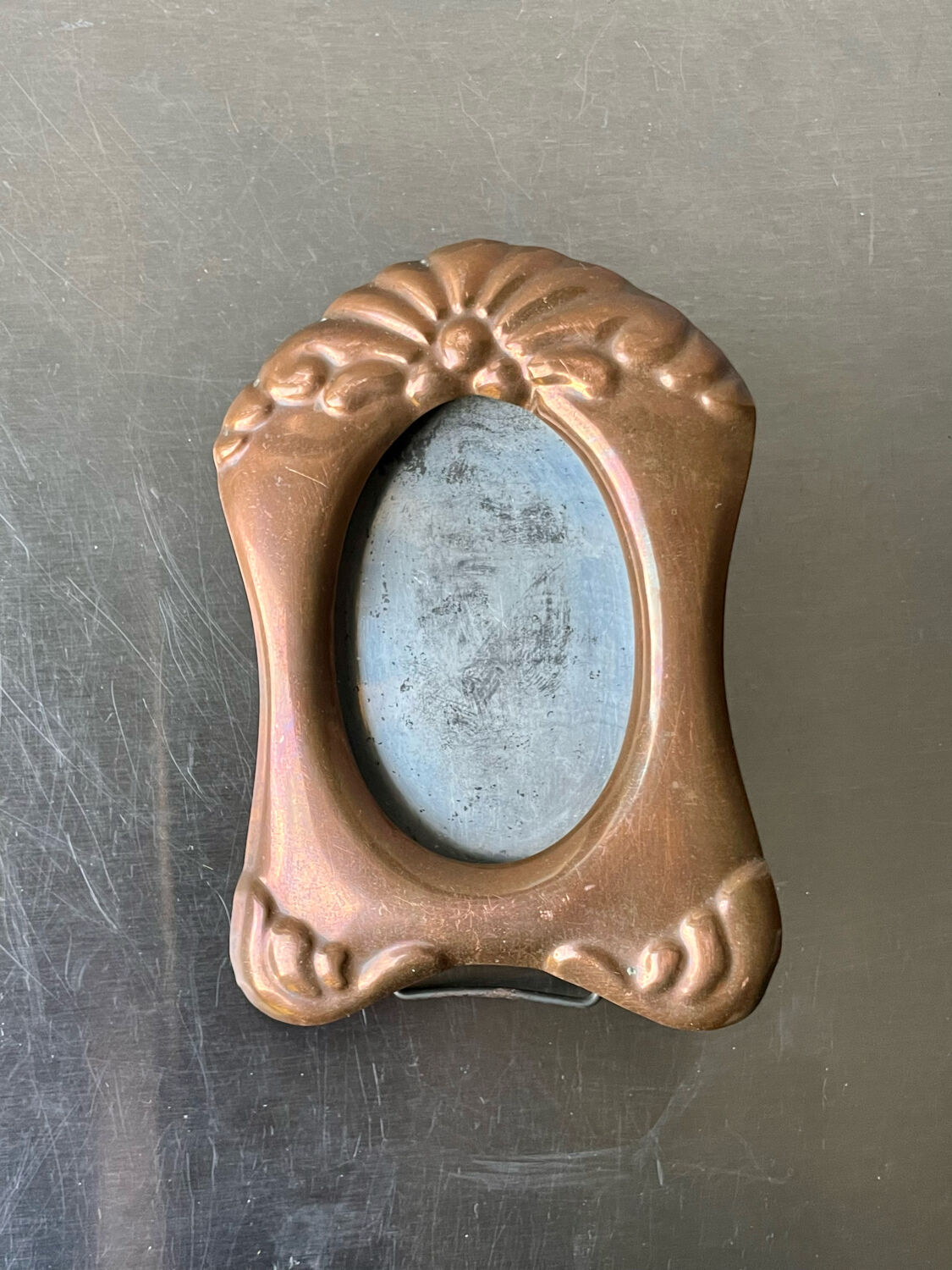 Antique art nouveau copper metal photo frame  hammered copper  frame measurements 12 cm x 9 cm