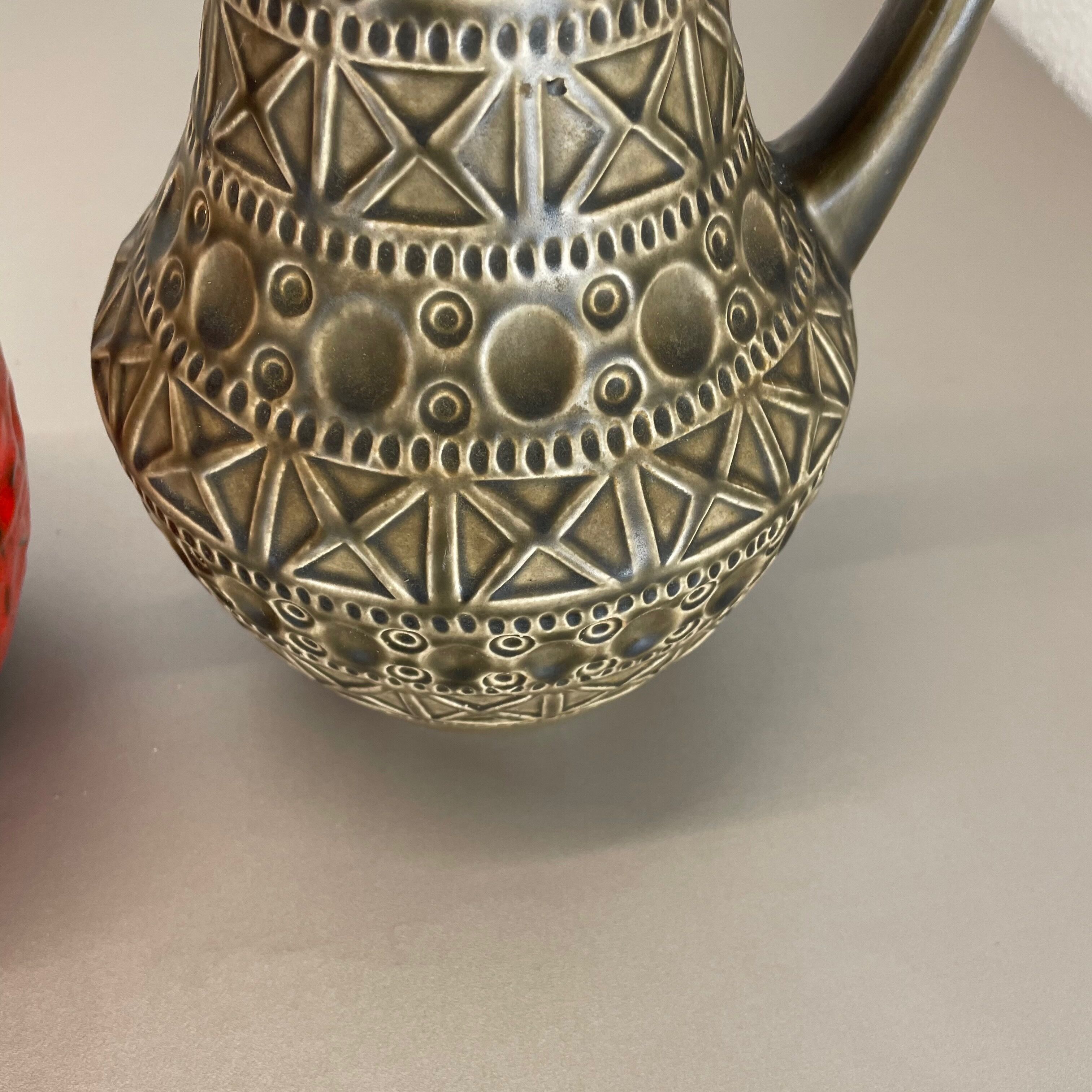 Set of 2 multi-color fat lava op art pottery vase made bay ceramics, germany