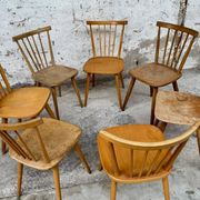 Série Lot de 7 anciennes chaises bistrot