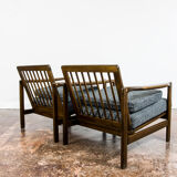 Pair of Restored Black B-7522 armchairs by Zenon Bączyk, 1960’s