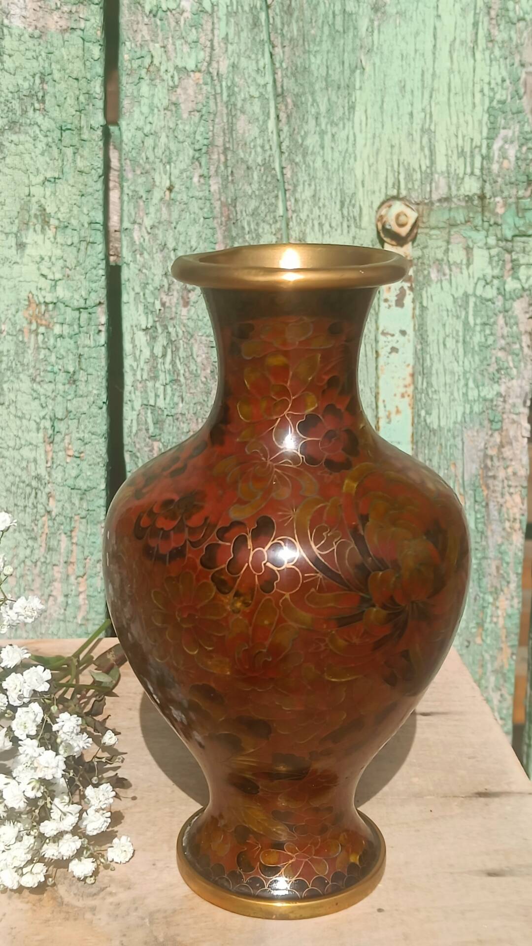 Cloisonné metal vase