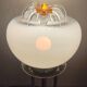 Lampe vintage en acier chromé et opaline mazzega 1980