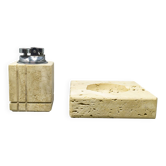Rare 1970s travertine smoking set by Enzo Mari for Fratelli Mannelli