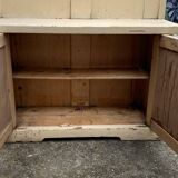 Small vintage yellow bench made of hand-painted wood, low storage from the 1920s.