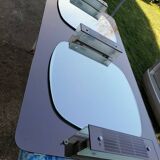 Large double mirrors 3 sconces brown smoked glass fontana arte style 1960 70