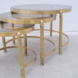 Brass and glass nesting coffee tables, 1970
