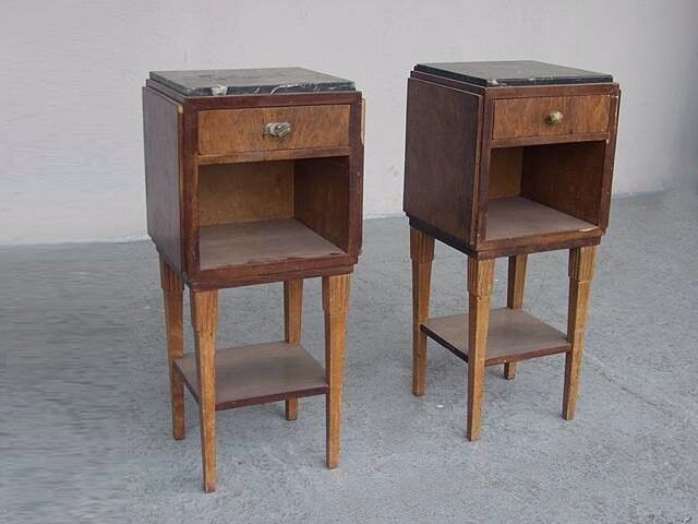 Pair of nightstands 1930 mahogany & rosewood