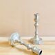 Pair of Pioneer EPNS silver-plated nickel candlesticks
