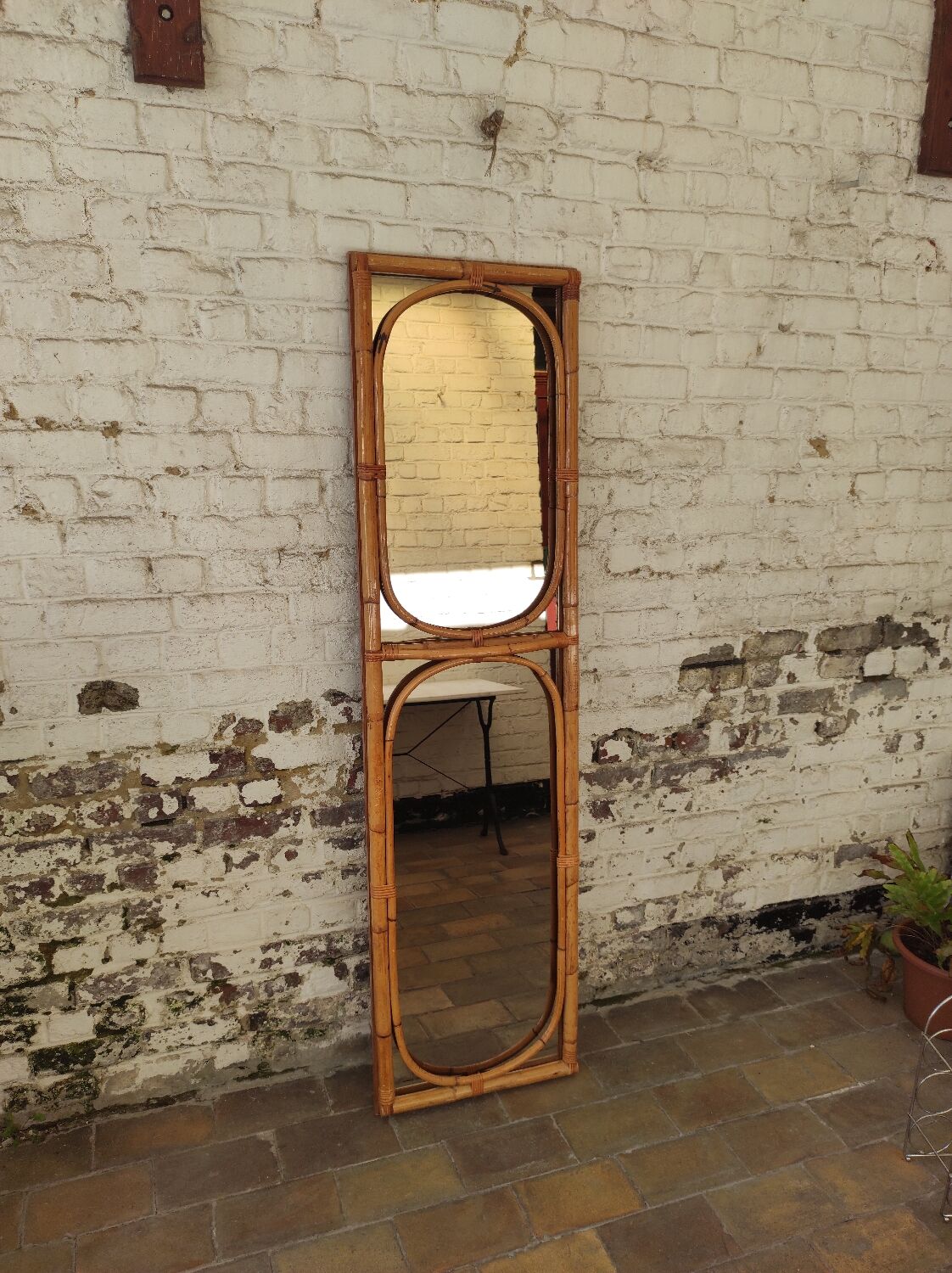Large rattan mirror from the 70s