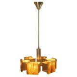 Rare mid-century chandelier in brass and resin, 1970s