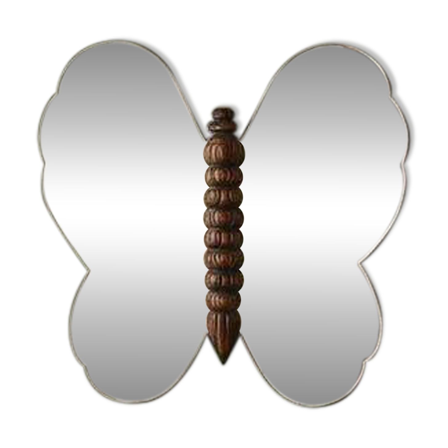Vintage wall mirror "Butterfly" with wooden accent