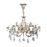 8 lights, crystal, bronze and brass chandelier