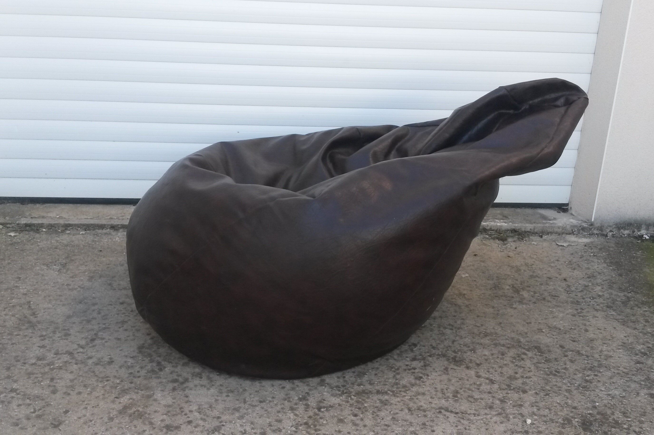 Vintage skaï pouffe
