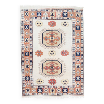 7x9 Peach Navy Blue Oushak Area Rug, 202x284Cm