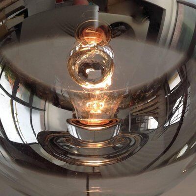 Set of 3 Mirror Glass Globe Suspension Lamps, 1960s