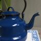 Vintage blue enamelled kettle