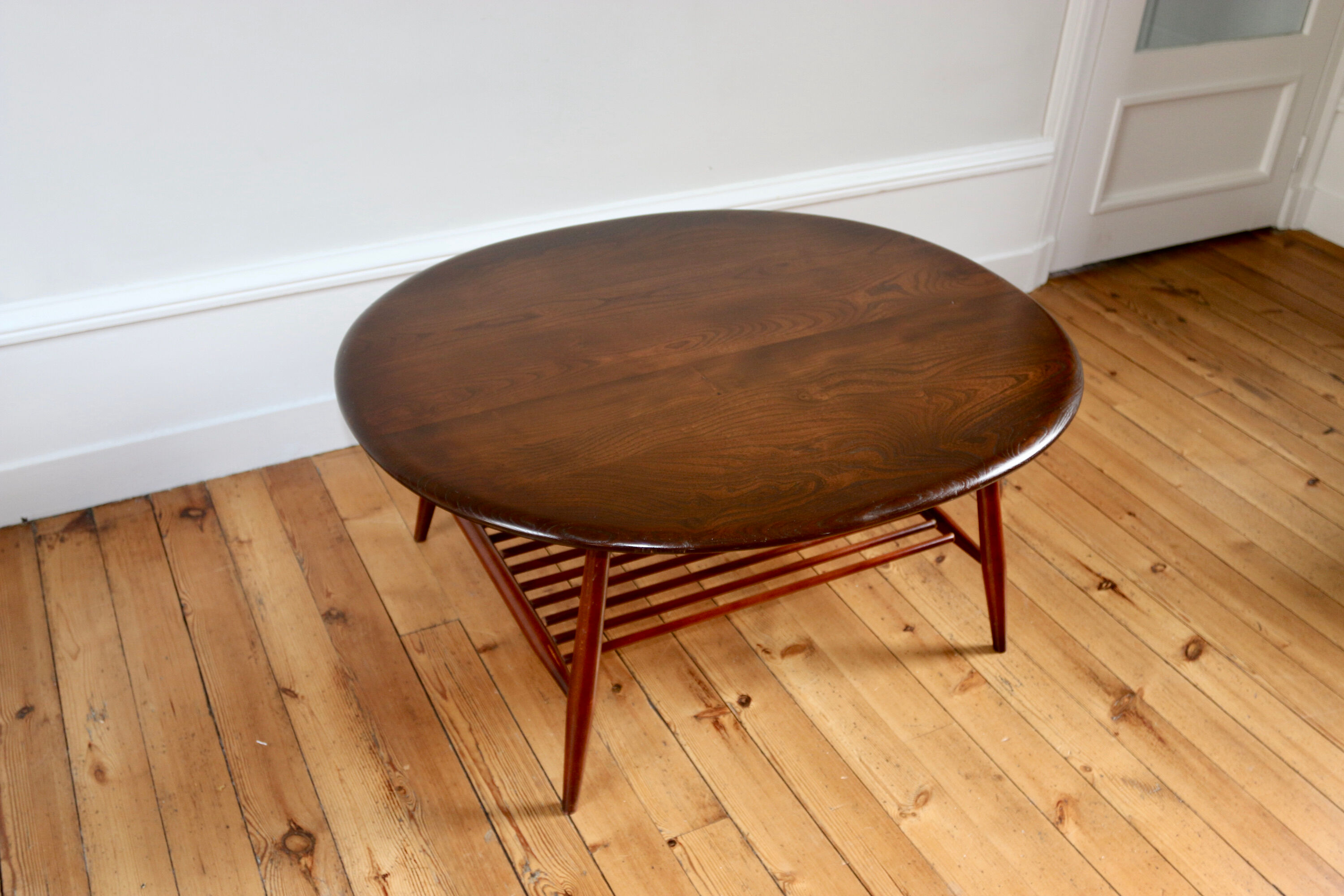 Vintage oval Scandinavian coffee table Ercol 1960
