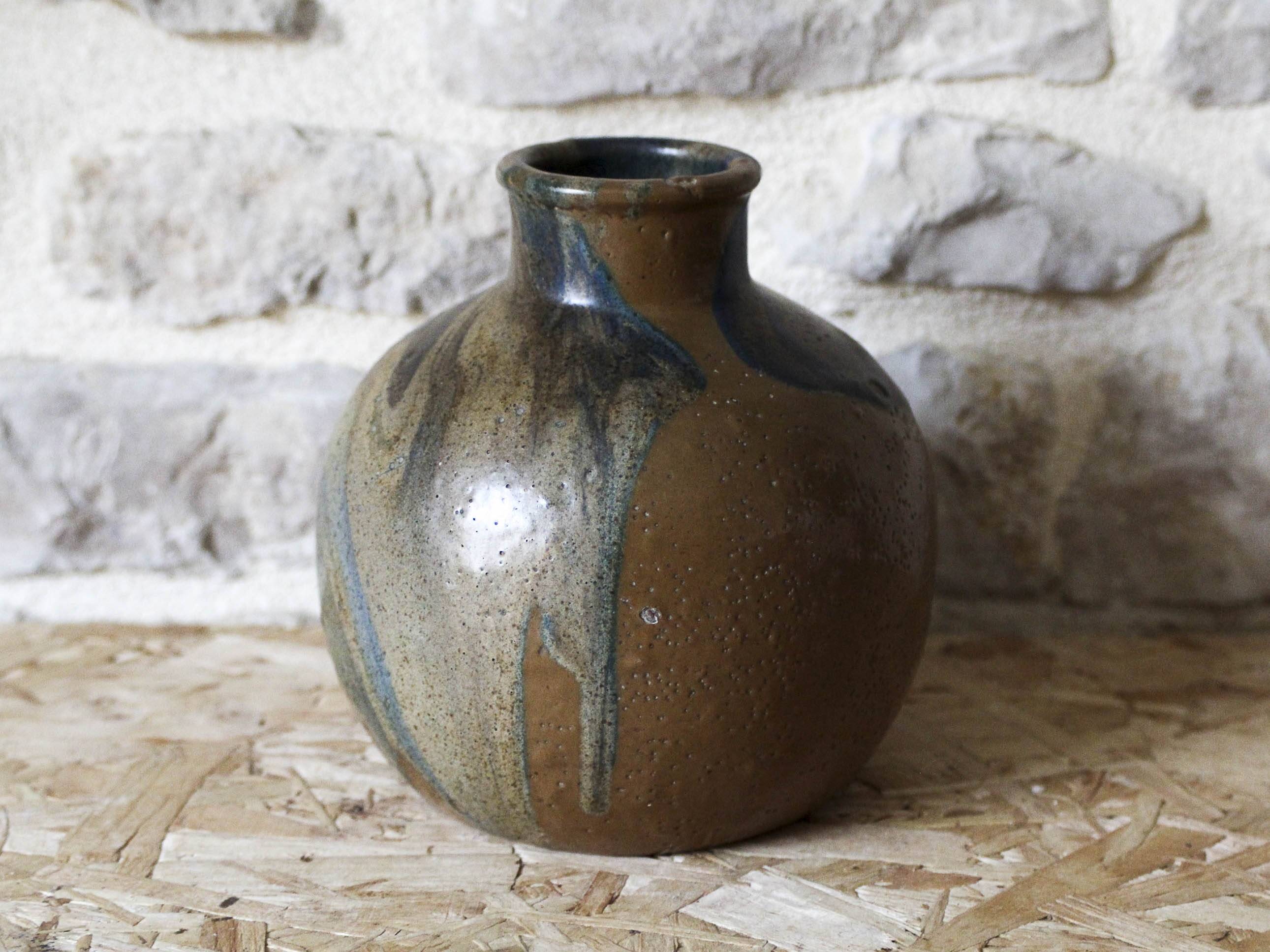 Leon Pointu enamelled stoneware vase - Puisaye