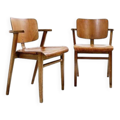 Paire de chaises en hêtre contreplaqué du milieu du siècle - Chaises en contreplaqué de style Ilmari Tapiovaara
