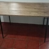 Table workshop footing vintage steel tray planks wood planks