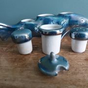 Salière poivrier moutardier zoomorphe, poisson en porcelaine