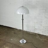Lampadaire vintage avec abat-jour champignon blanc