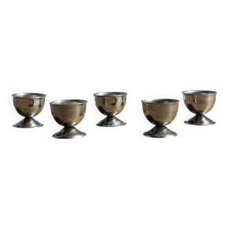 Lot de 5 coquetiers vintage en métal argenté en inox made in France GD