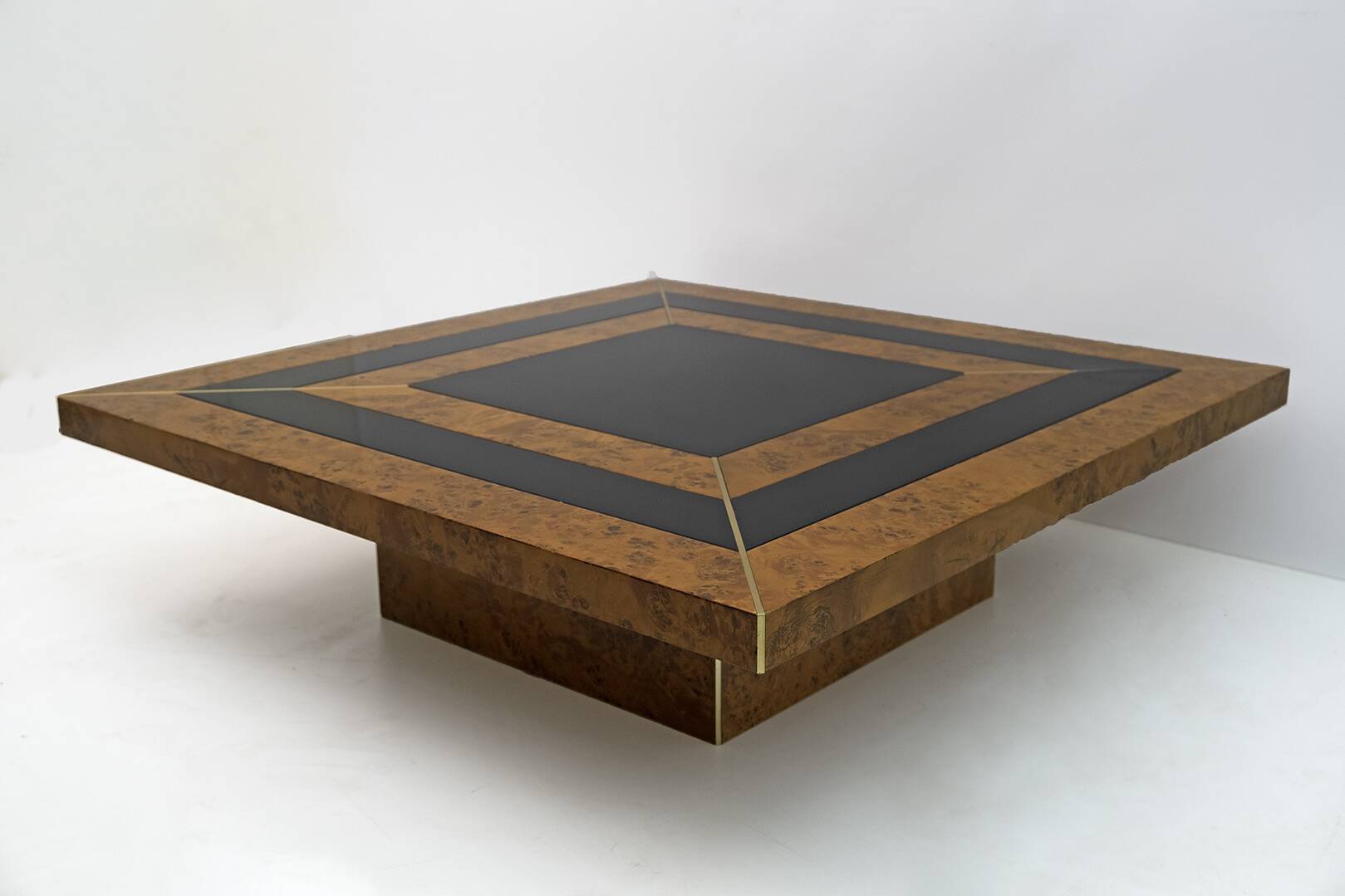 Art Déco Style Italian Walnut and Lacquer Coffee Table, 1970s