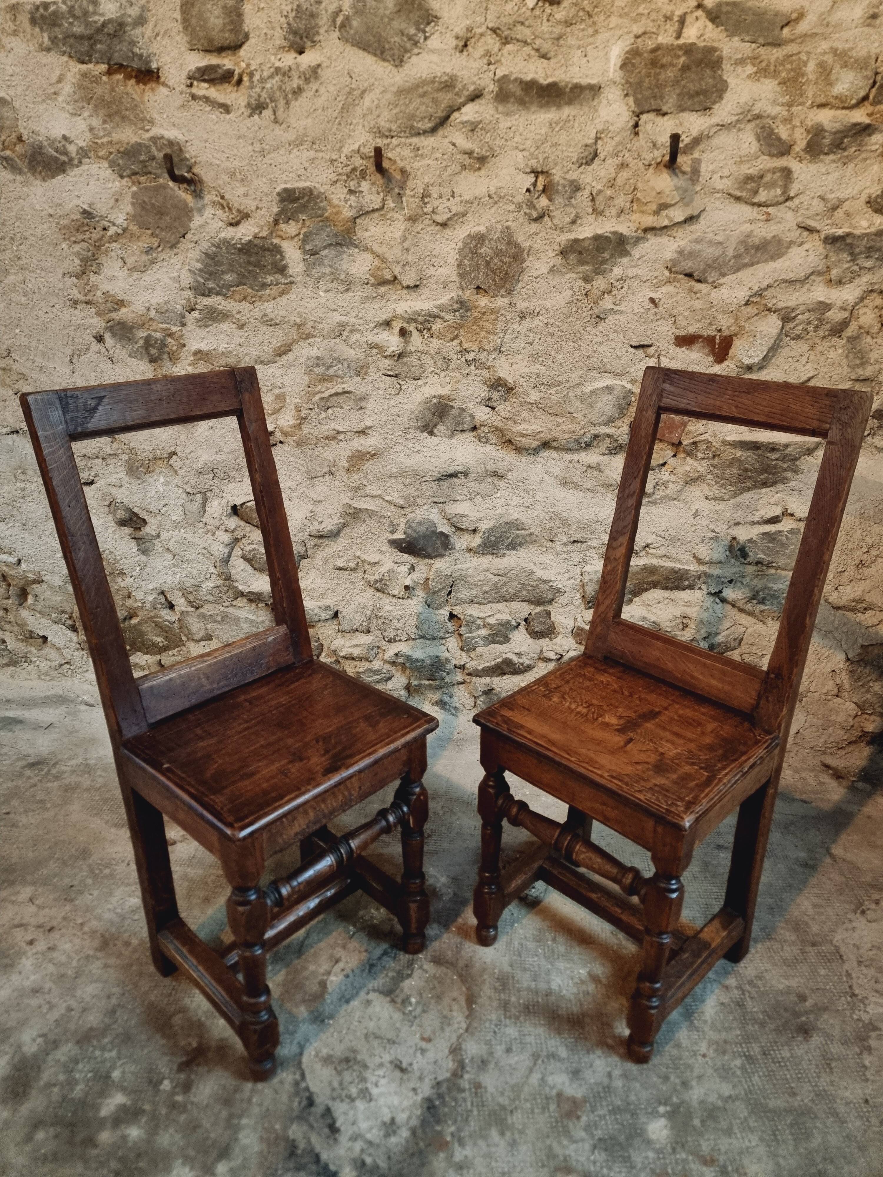 Set of 2 Antique Oak Chairs – 19th Century, Auvergne
