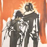 Original lithograph Signed Roger Hebbelinck 1912 1987 Belgian n°126/350