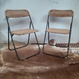 Pair of vintage wicker folding chairs