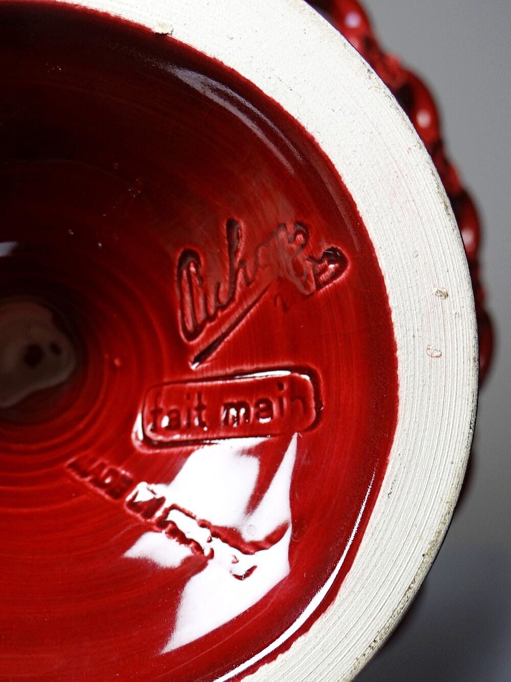 Small woven red ceramic bowl, vintage 70s-90s Pichon Uzès.