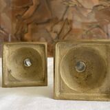 Pair of brass and plexiglass candlesticks 70s