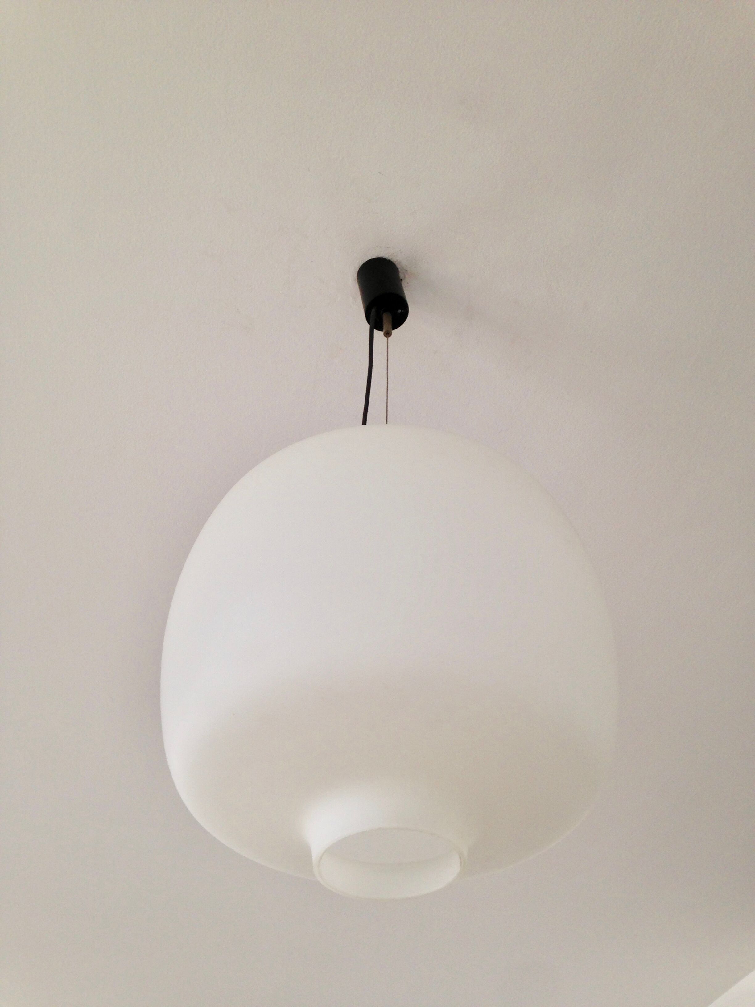 Scandinavian opaline and wood pendant - 1950s