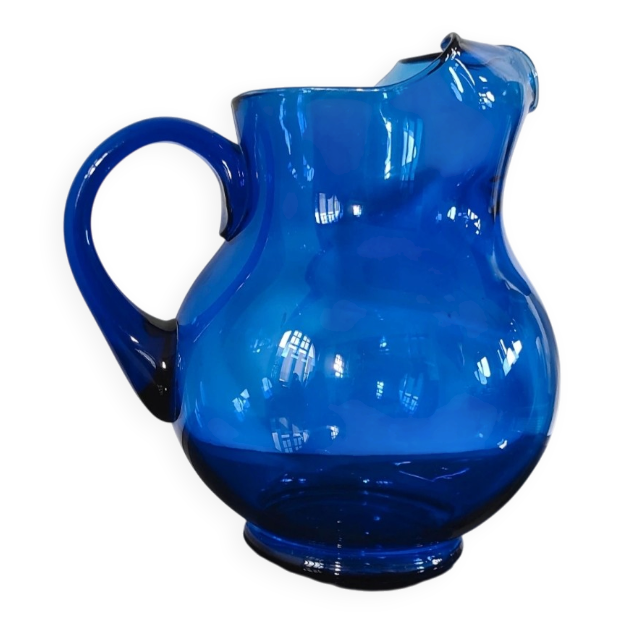 Grand pichet vintage en verre Soufflé - Bleu Cobalt