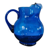 Grand pichet vintage en verre Soufflé - Bleu Cobalt
