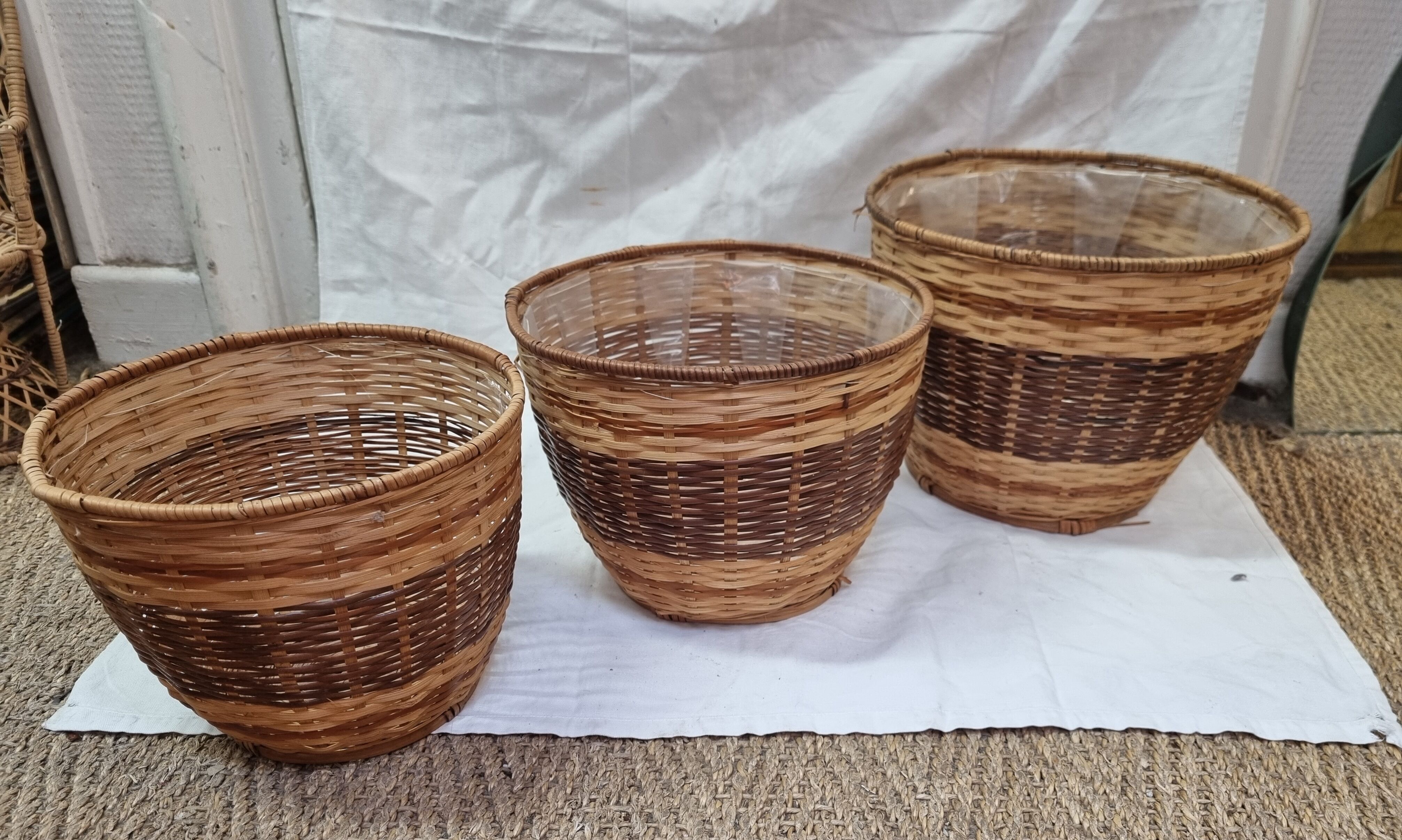 3 rattan pot covers