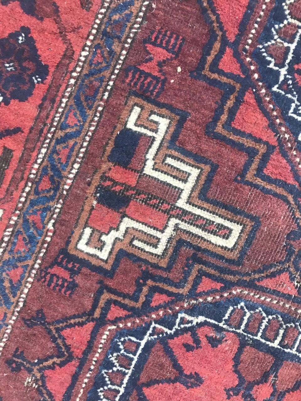 Antique tribal rug turkmen belutch 19th century handmade 104x237 cm