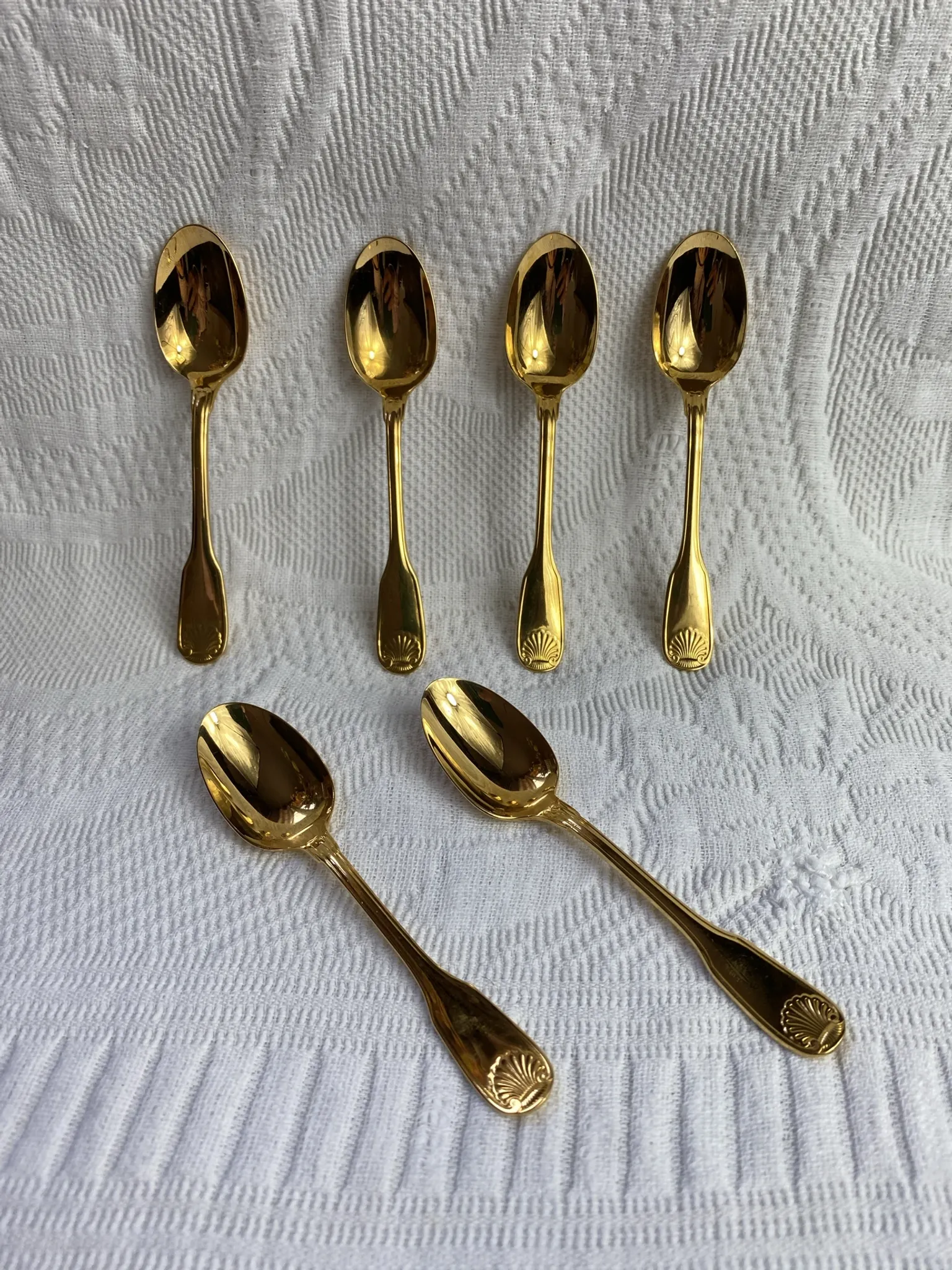 Moka spoons, gold metal, Vendôme model by Christofle