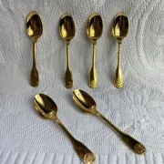 Moka spoons, gold metal, Vendôme model by Christofle