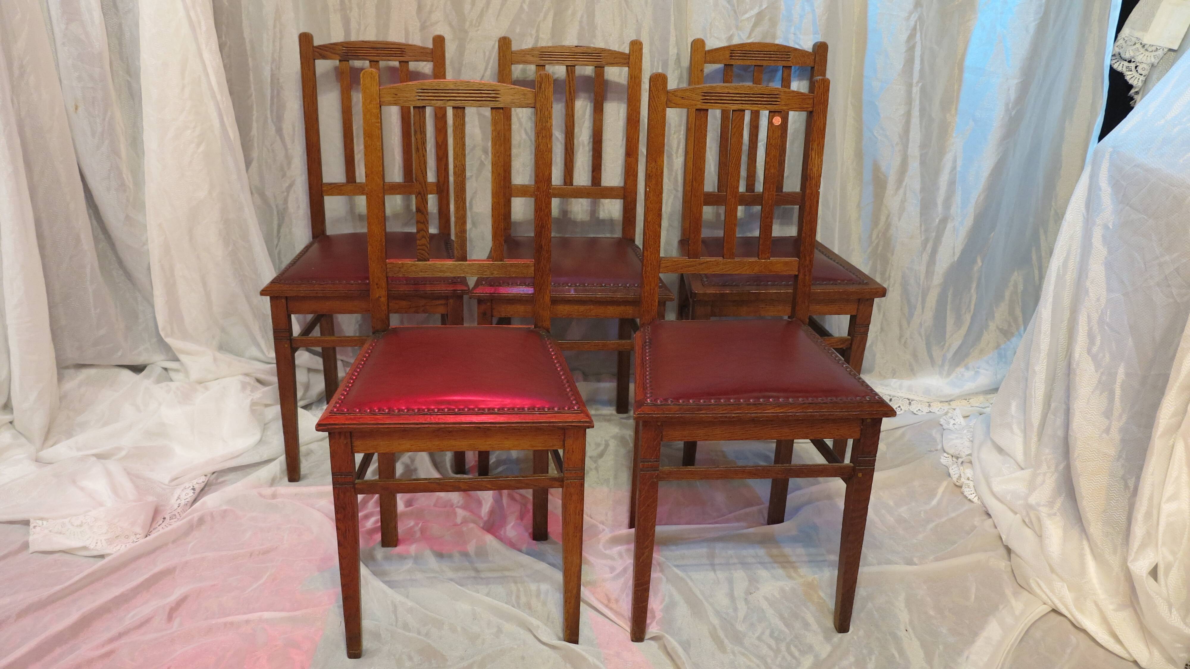 set of 5 oak dining room chairs