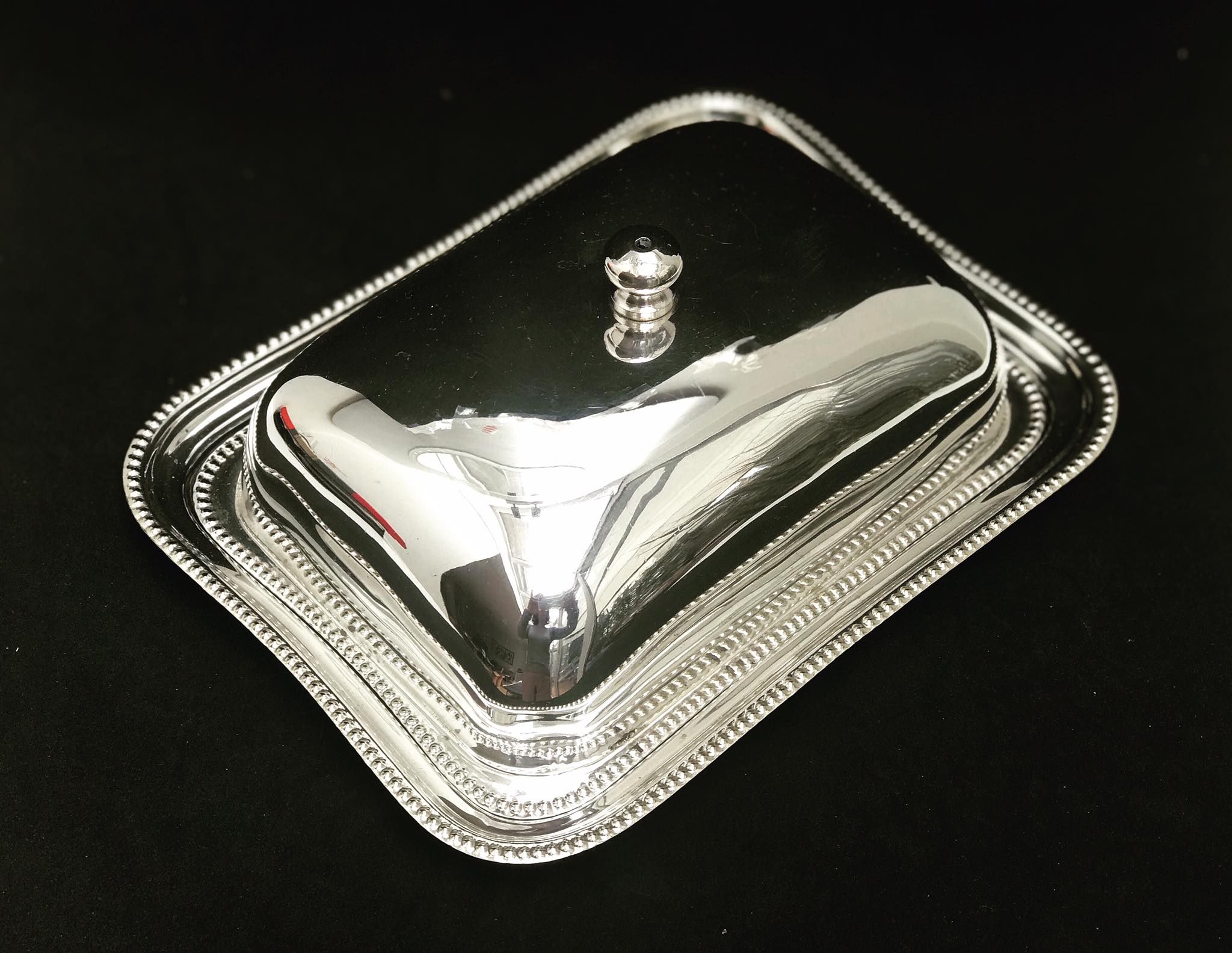 English silver butter dish