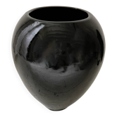 Heavy black glass vase