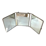 Barber's triptych mirror, beveled ice, vintage 1950