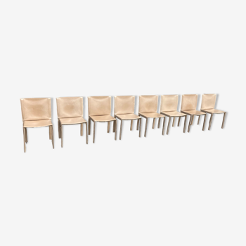 8 enrico pellizzoni dining chairs beige aniline leather