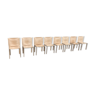 8 enrico pellizzoni dining chairs beige aniline leather