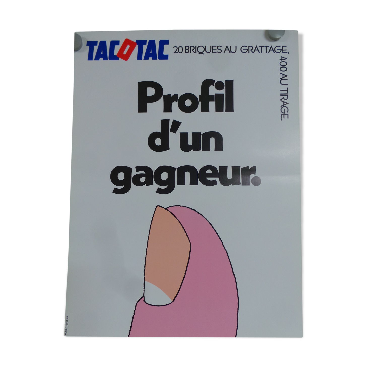 Original National Lottery poster tac o tac profile of a 20-brick winner at scratching