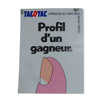 Affiche originale loterie nationale tac o tac profil d'un gagneur 20 briques au grattage