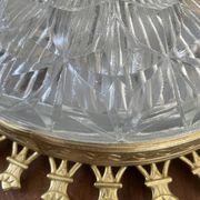Plafonnier vintage verre taillé et métal doré